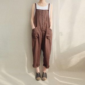 NWT- Brown loose fit Cotton overalls